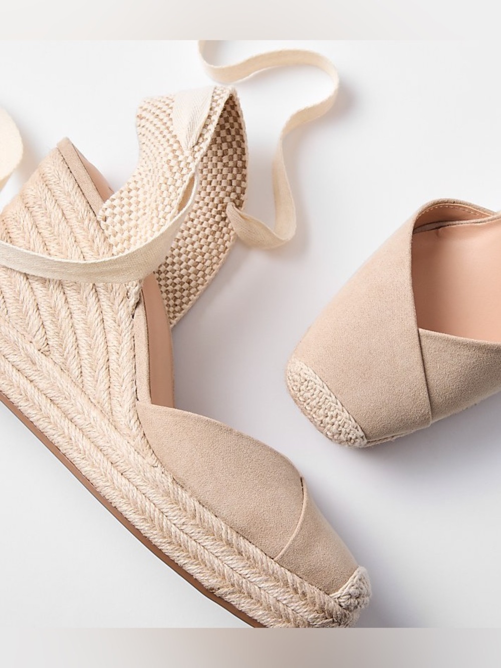 Ann Taylor LOFT Lace Up Espadrille Wedge Sandal in Natural
